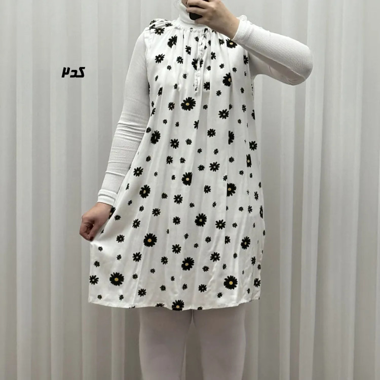 پیراهن نخی کوتاه زنانه و دخترانه فری سایز مناسب تا سایز 50