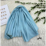 شال نخی وارداتی برشکا طرح لبه زنجیری قواره 70 در 200 سانتیمتر
