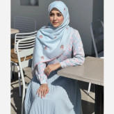 روسری نخ کاستوم طرح تبسم قواره بزرگ 140x140 سیتو صورتی آبی