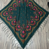 روسری نخی ترکمن مدل قاب گل قواره 130x130 سانتی متر نازک 4 فصل