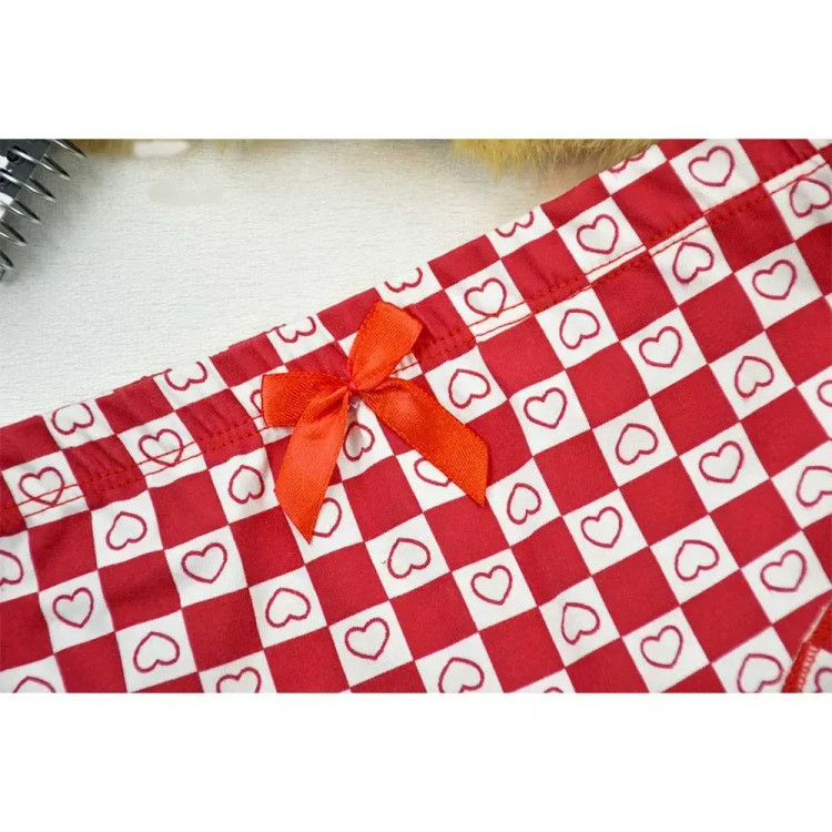 شورت زنانه نخی طرح شطرنجی قرمز کد 11563