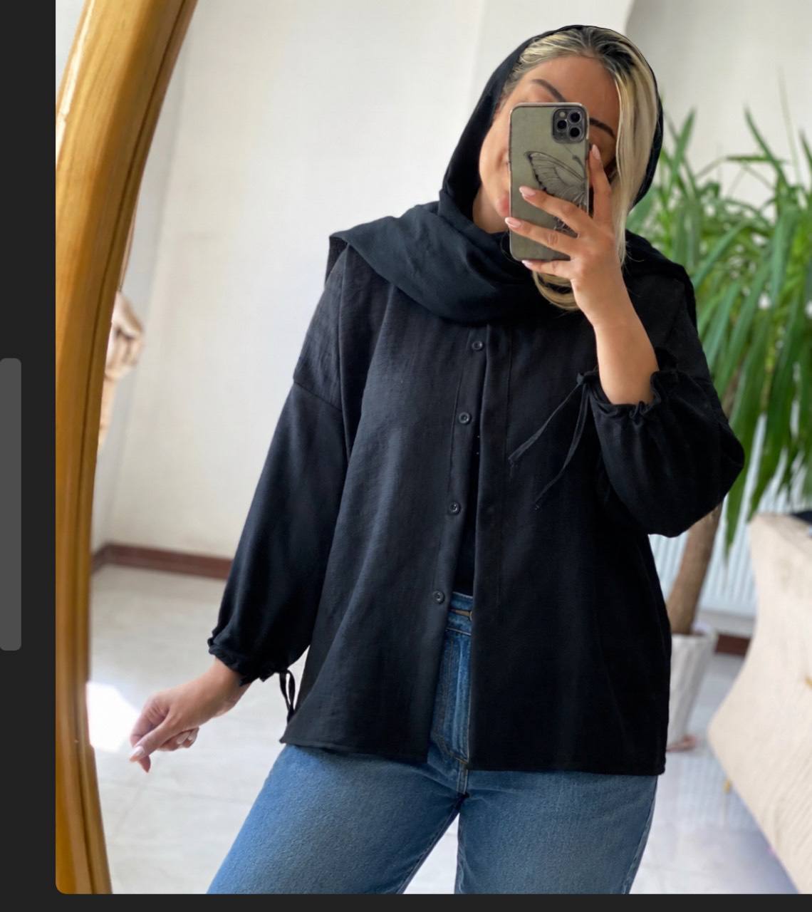 شومیز مشکی محرمی آستین بندی