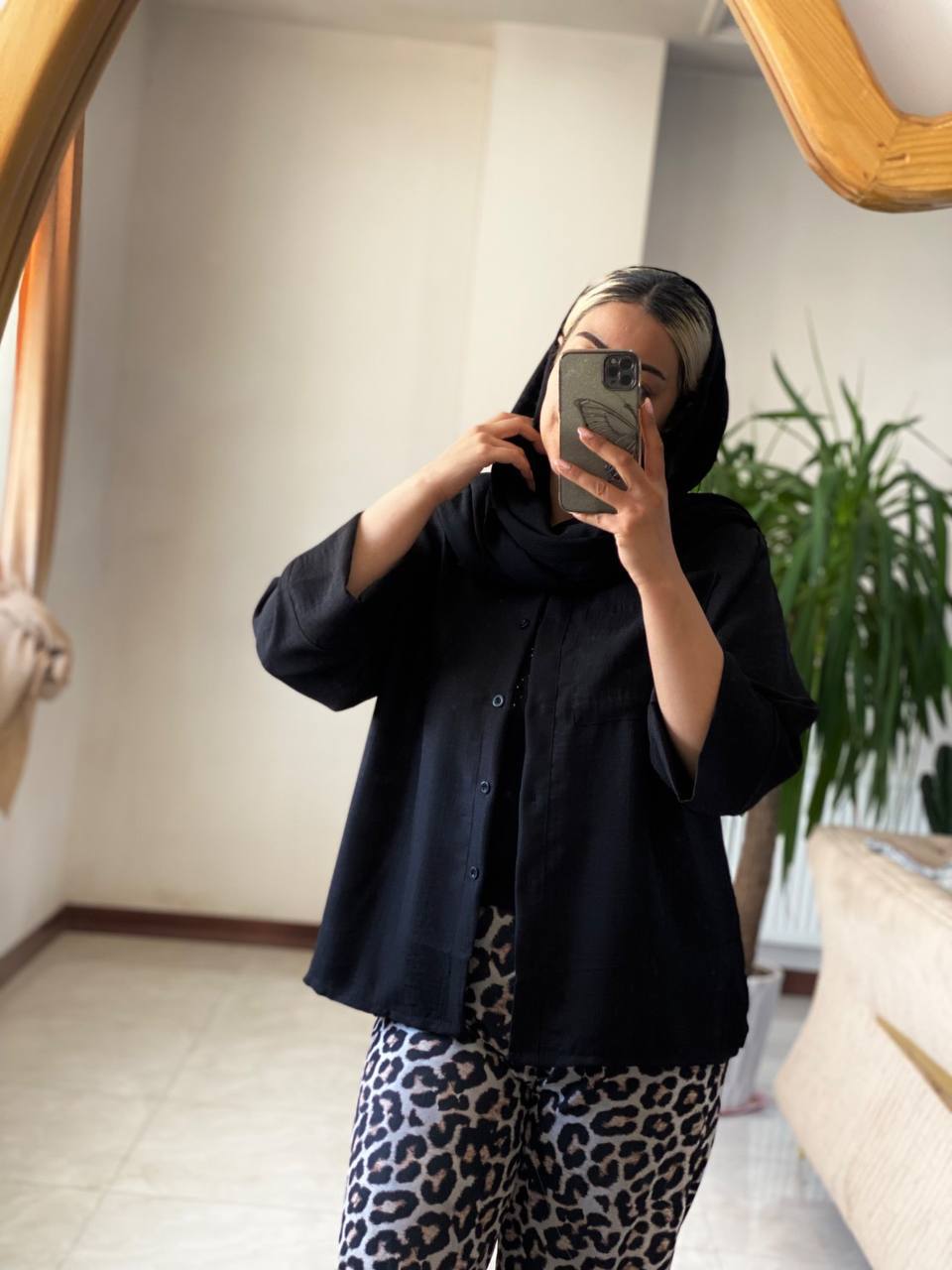 شومیز تک جیب مشکی محرمی لینن