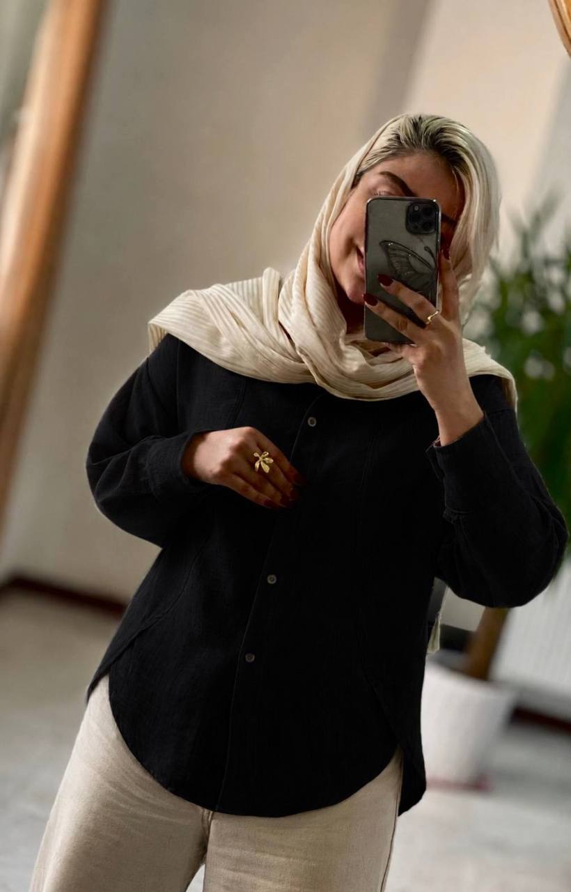 شومیز بغل هلال لینن مشکی محرمی