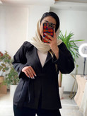 کت مازراتی زنانه مشکی محرمی یقه انگلیسی خور