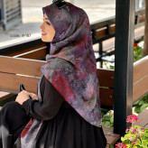روسری نخی کاستوم طرح پتینه قواره 140 سانتی متر چرخ دوز شده لیز نیست